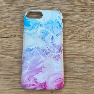 Pink purple and blue marble phone case.